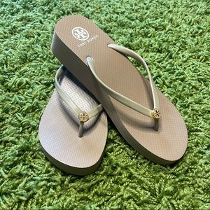 Tory Burch Wedge Flip Flop Gold